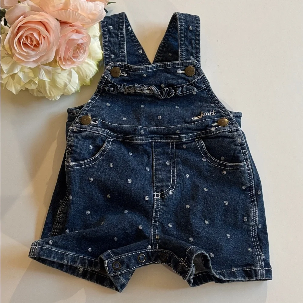 Carhart denim polka dot shortails 12 M Denim Carhart Baby Overall Shorts 12M
